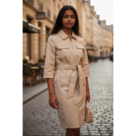 rag & bone Jackets & Blazers - Rag & Bone Trench Dress Womens 10‎ Khaki Tan Pilot Military Minimalist Full Zip